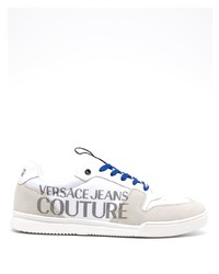 weiße bedruckte Leder niedrige Sneakers von VERSACE JEANS COUTURE