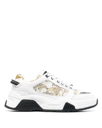 weiße bedruckte Leder niedrige Sneakers von VERSACE JEANS COUTURE