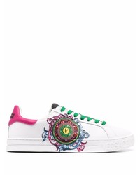 weiße bedruckte Leder niedrige Sneakers von VERSACE JEANS COUTURE