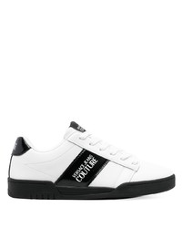 weiße bedruckte Leder niedrige Sneakers von VERSACE JEANS COUTURE