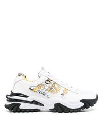 weiße bedruckte Leder niedrige Sneakers von VERSACE JEANS COUTURE