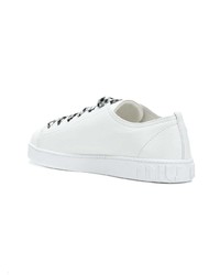 weiße bedruckte Leder niedrige Sneakers von Miu Miu