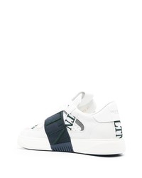 weiße bedruckte Leder niedrige Sneakers von Valentino Garavani