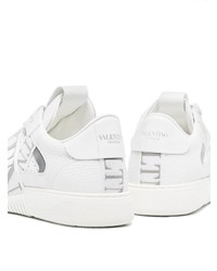 weiße bedruckte Leder niedrige Sneakers von Valentino Garavani