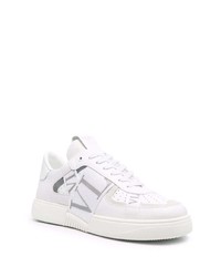 weiße bedruckte Leder niedrige Sneakers von Valentino Garavani