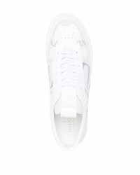 weiße bedruckte Leder niedrige Sneakers von Valentino Garavani