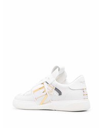 weiße bedruckte Leder niedrige Sneakers von Valentino Garavani