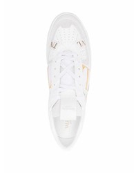 weiße bedruckte Leder niedrige Sneakers von Valentino Garavani