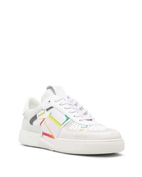 weiße bedruckte Leder niedrige Sneakers von Valentino Garavani