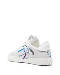 weiße bedruckte Leder niedrige Sneakers von Valentino Garavani