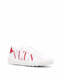 weiße bedruckte Leder niedrige Sneakers von Valentino Garavani