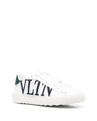 weiße bedruckte Leder niedrige Sneakers von Valentino Garavani