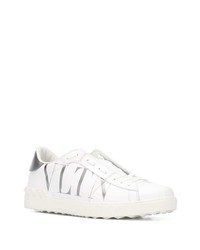 weiße bedruckte Leder niedrige Sneakers von Valentino Garavani