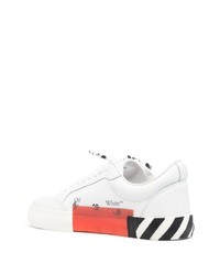 weiße bedruckte Leder niedrige Sneakers von Off-White