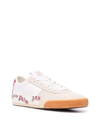 weiße bedruckte Leder niedrige Sneakers von Palm Angels