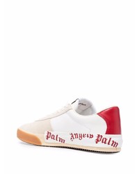 weiße bedruckte Leder niedrige Sneakers von Palm Angels