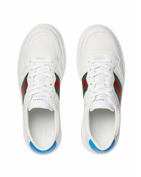 weiße bedruckte Leder niedrige Sneakers von Gucci