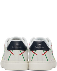 weiße bedruckte Leder niedrige Sneakers von Ps By Paul Smith