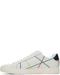 weiße bedruckte Leder niedrige Sneakers von Ps By Paul Smith