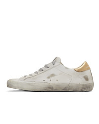 weiße bedruckte Leder niedrige Sneakers von Golden Goose