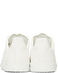 weiße bedruckte Leder niedrige Sneakers von Maison Margiela