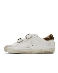 weiße bedruckte Leder niedrige Sneakers von Golden Goose