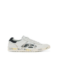 weiße bedruckte Leder niedrige Sneakers von White Premiata