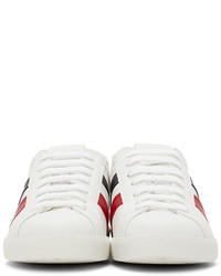 weiße bedruckte Leder niedrige Sneakers von Moncler