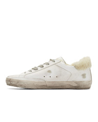 weiße bedruckte Leder niedrige Sneakers von Golden Goose