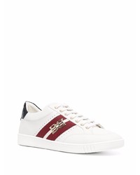 weiße bedruckte Leder niedrige Sneakers von Bally