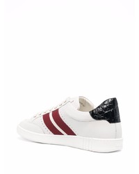 weiße bedruckte Leder niedrige Sneakers von Bally