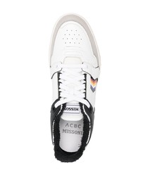 weiße bedruckte Leder niedrige Sneakers von Missoni