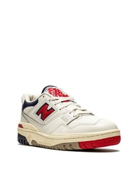 weiße bedruckte Leder niedrige Sneakers von New Balance