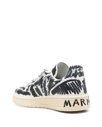 weiße bedruckte Leder niedrige Sneakers von Marni