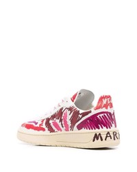 weiße bedruckte Leder niedrige Sneakers von Marni