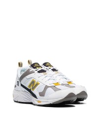 weiße bedruckte Leder Sportschuhe von New Balance