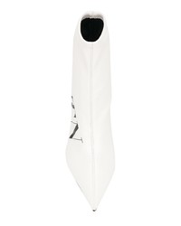 weiße bedruckte Leder Stiefeletten von Valentino