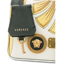 weiße bedruckte Leder Umhängetasche von Versace