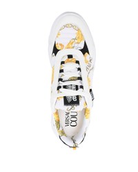 weiße bedruckte niedrige Sneakers von VERSACE JEANS COUTURE