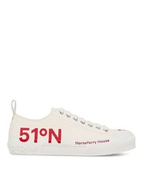 weiße bedruckte niedrige Sneakers von Burberry