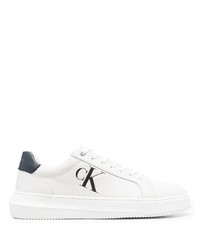 weiße bedruckte niedrige Sneakers von Calvin Klein