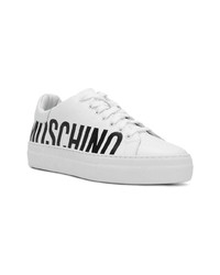 weiße bedruckte niedrige Sneakers von Moschino