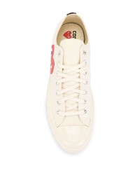 weiße bedruckte niedrige Sneakers von Comme des Garcons