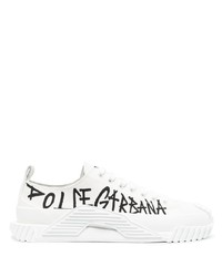 weiße bedruckte niedrige Sneakers von Dolce & Gabbana