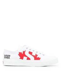 weiße bedruckte niedrige Sneakers von DSQUARED2