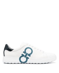 weiße bedruckte niedrige Sneakers von Ferragamo