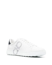 weiße bedruckte niedrige Sneakers von Salvatore Ferragamo
