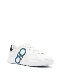 weiße bedruckte niedrige Sneakers von Ferragamo