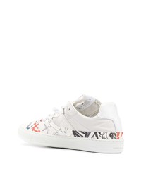weiße bedruckte niedrige Sneakers von Maison Margiela