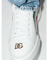 weiße bedruckte niedrige Sneakers von Dolce & Gabbana